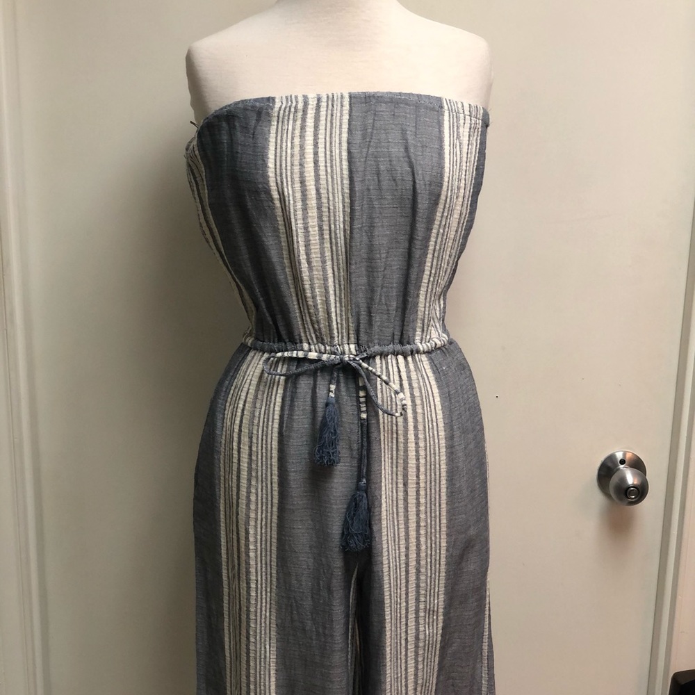 Elan blue stripe jumpsuit